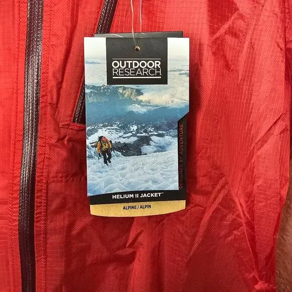 NWT Outdoor Research Red Helium II jacket light weight rain jacket Size S P - Picture 2 of 5